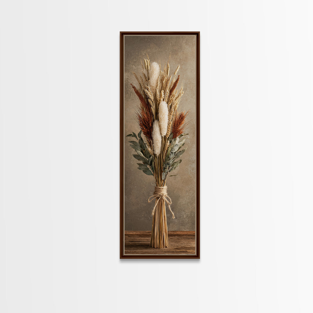 Wheat Bundle Tied Framed Canvas Print, Farmhouse Art, Landscape Art, Farmhouse Decor, Fine Art, Harvest, Textured Painting, FAR-1x3-46