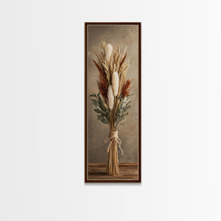Wheat Bundle Tied Framed Canvas Print, Farmhouse Art, Landscape Art, Farmhouse Decor, Fine Art, Harvest, Textured Painting, FAR-1x3-46