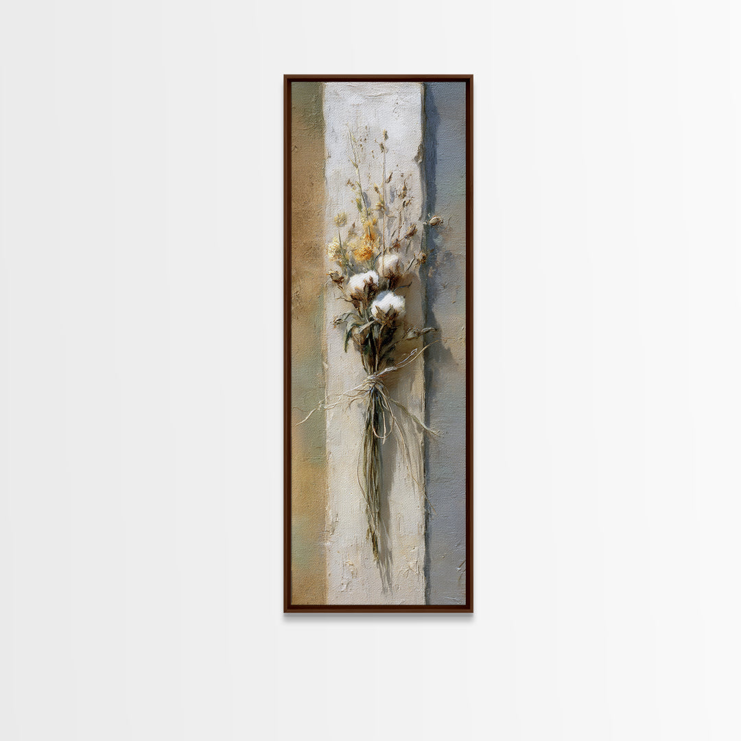 Wheat Bundle Tied Framed Canvas Print, Farmhouse Art, Landscape Art, Farmhouse Decor, Fine Art, Harvest, Textured Painting, FAR-1x3-70