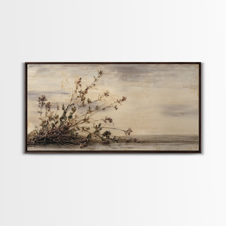 Farmhouse Wreath of Cotton Stems and Eucalyptus Framed Canvas Print, Farmhouse Art, Home Decor, Farmhouse Decor, Harvest, FAR-2x1-40