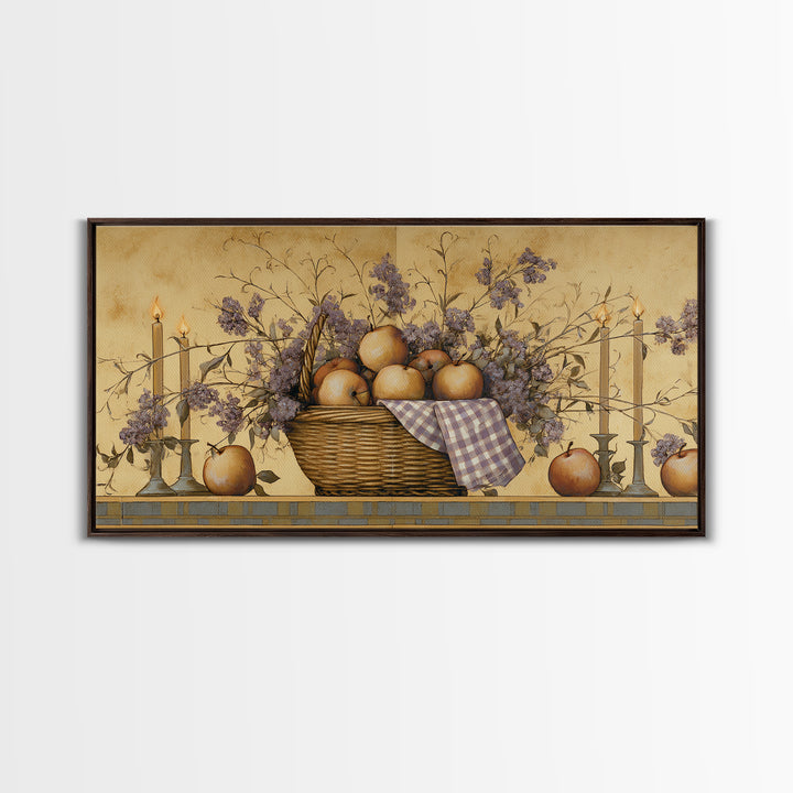 Farmhouse Wreath of Cotton Stems and Eucalyptus Canvas Print, Farmhouse Art, Digital Art, Farmhouse Decor, Fine Art, Harvest, FAR-2x1-64