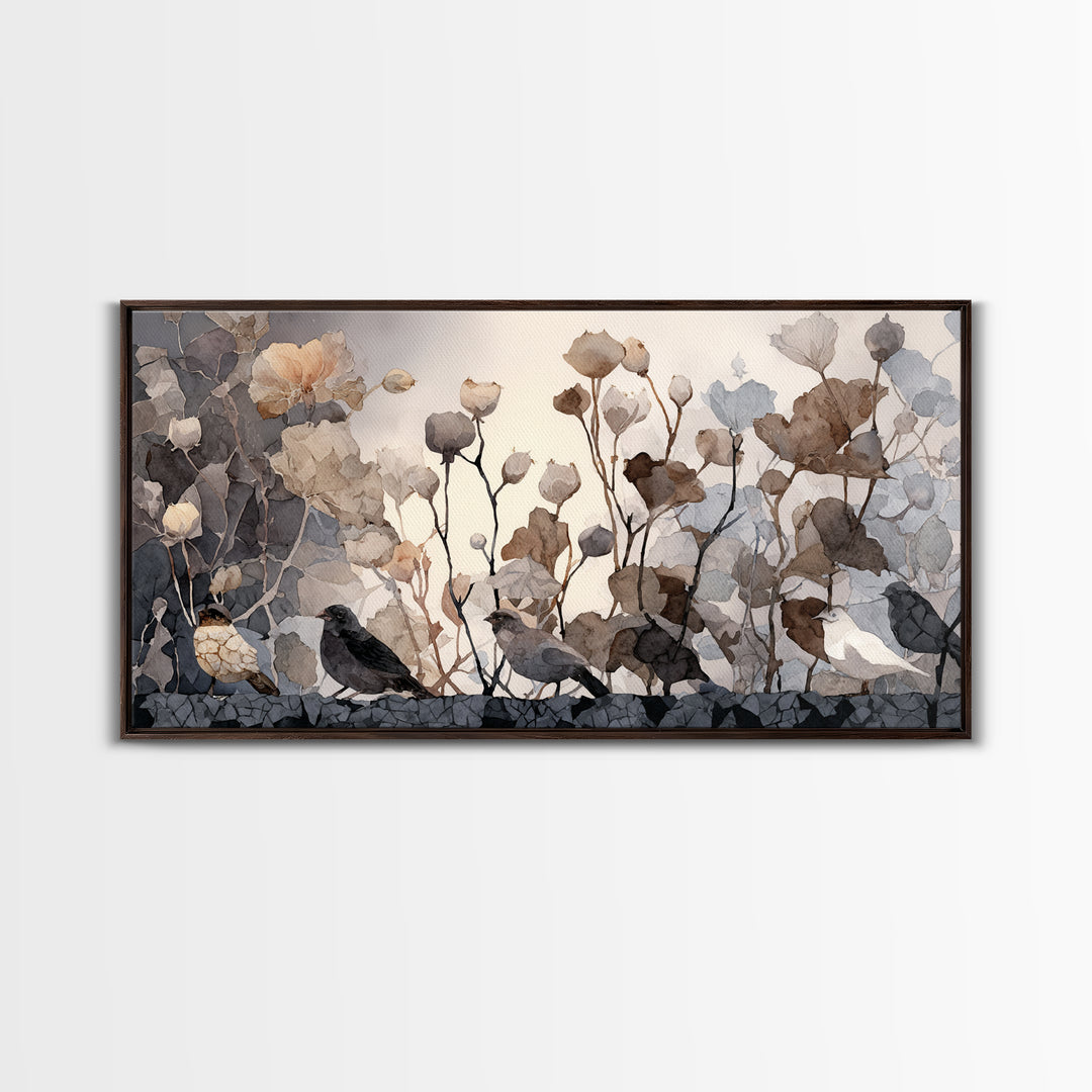 Weathered Horseshoe and Wildflowers Framed Canvas Print, Farmhouse Art, Digital Prints, Farmhouse Decor, Fine Art, Harvest, FAR-2x1-65