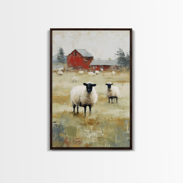 Black and White Sheep Canvas Print, Farmhouse Art, Botanical Prints, Farmhouse Decor, Fine Art, Harvest, Statement Artwork, FAR-2x3-16