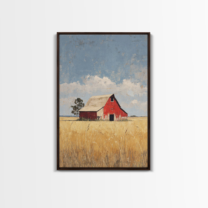 Rustic Barn in Golden Field Light Framed Canvas Print, Farmhouse Art, Contemporary Art, Farmhouse Decor, Fine Art, Harvest, FAR-2x3-34