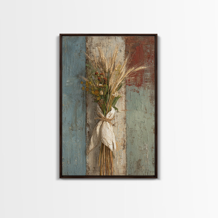 Wheat Bundle Tied Canvas Print, Farmhouse Art, Home Decor, Farmhouse Decor, Oil Painting, Harvest, Living Room Decor, FAR-2x3-66