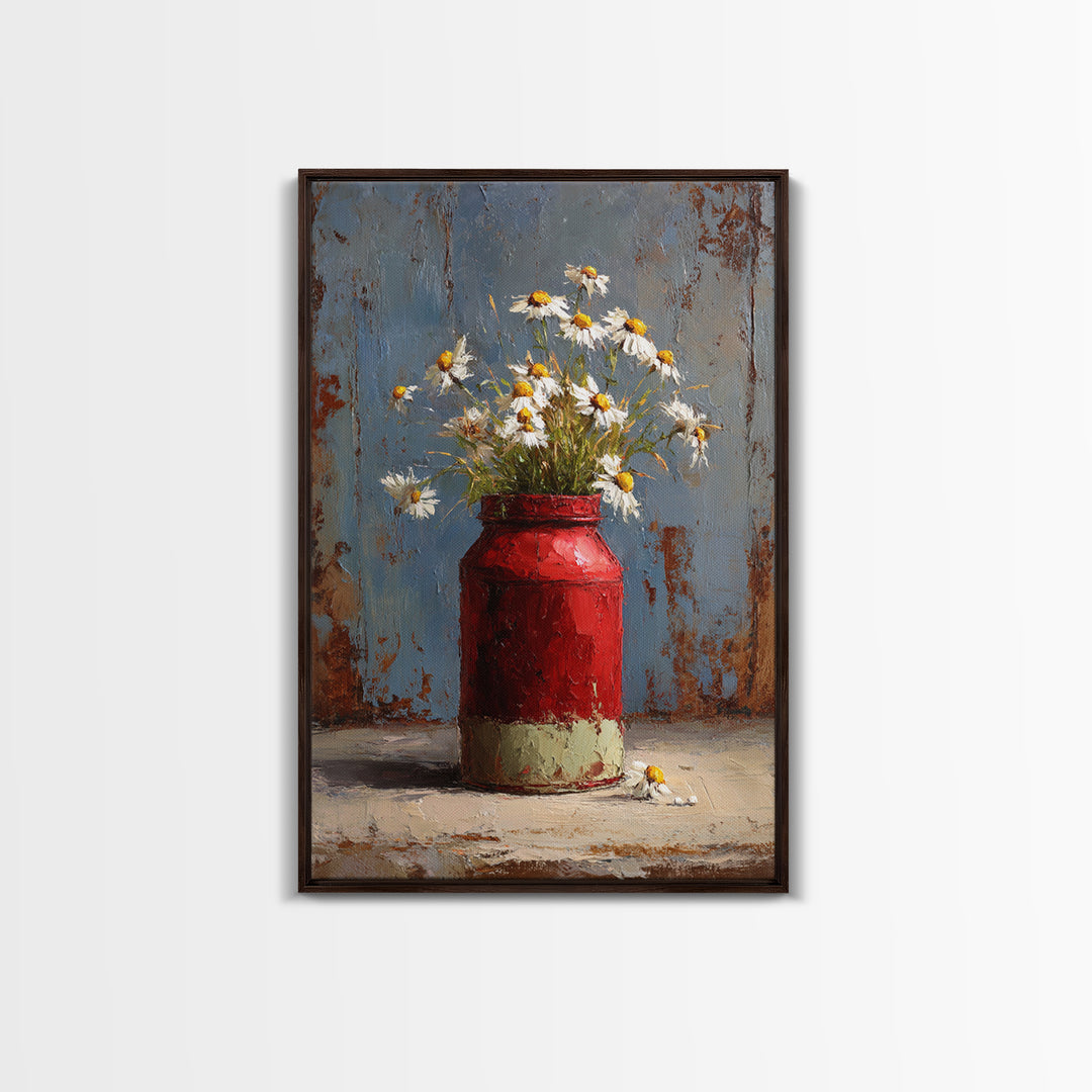 Old Milk Can Framed Canvas Print, Farmhouse Art, Printable Wall Art, Farmhouse Decor, Fine Art, Harvest, Black Wall Art, FAR-2x3-68