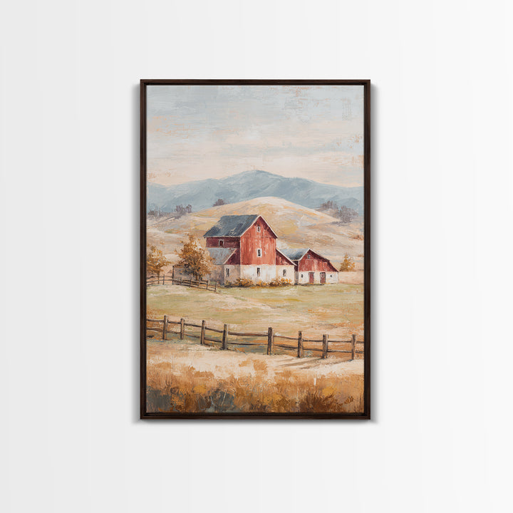 Country Landscape with Fence and Rolling Hills Canvas Print, Farmhouse Art, Printable Wall Art, Farmhouse Decor, Harvest, FAR-2x3-94