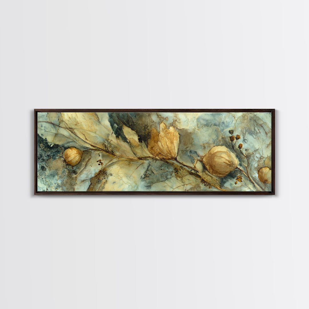 Blue Enamel Pitcher Framed Canvas Print, Farmhouse Art, Farmhouse Decor, Oil Painting, Harvest, Digital Wall Art, FAR-3x1-56