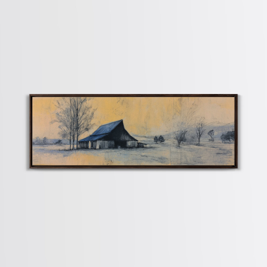 Windmill Silhouette at Sunset Framed Canvas Print, Farmhouse Art, Farmhouse Wall Decor, Farmhouse Decor, Fine Art, Harvest, FAR-3x1-57