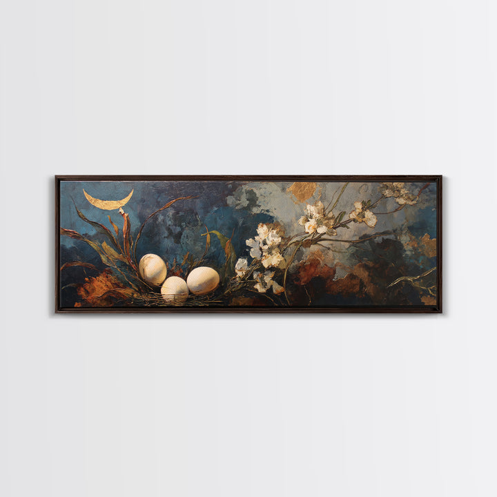 Fresh Eggs in a Wire Basket Canvas Print, Farmhouse Art, Art Print, Farmhouse Decor, Oil Painting, Harvest, Digital Art, FAR-3x1-70