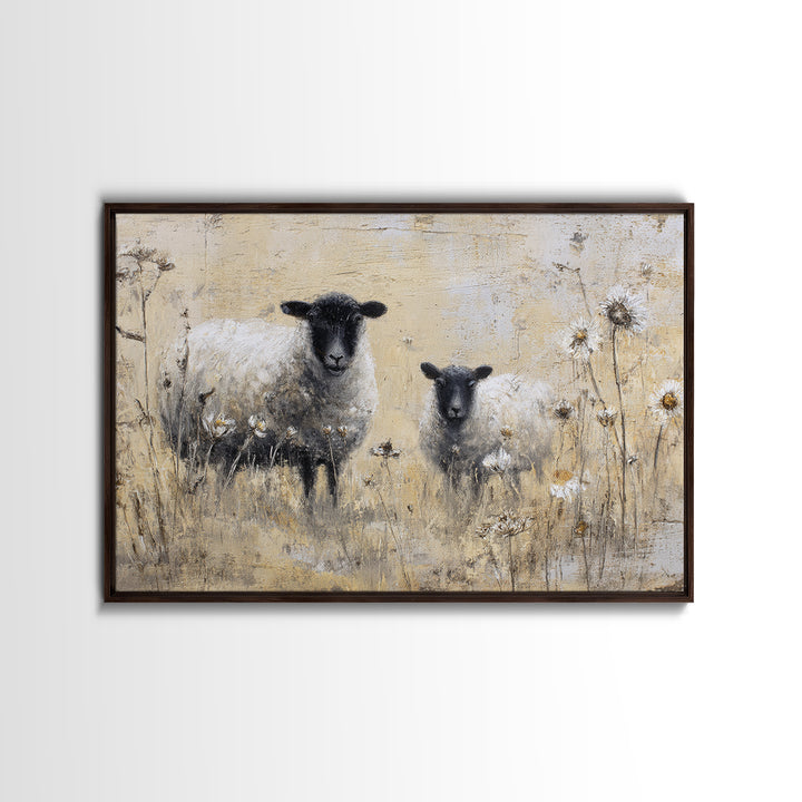 Black and White Sheep Canvas Print, Farmhouse Art, Boho Decor, Farmhouse Decor, Fine Art, Harvest, Wall Decor, Digital Prints, FAR-3x2-84