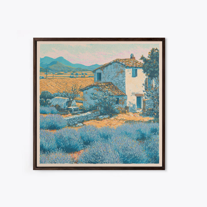 Lavender Field with Distant Stone Farmhouse Canvas Print, French Country Art, Farmhouse Wall Decor, Farmhouse Decor, Country, FCA-1x1-1