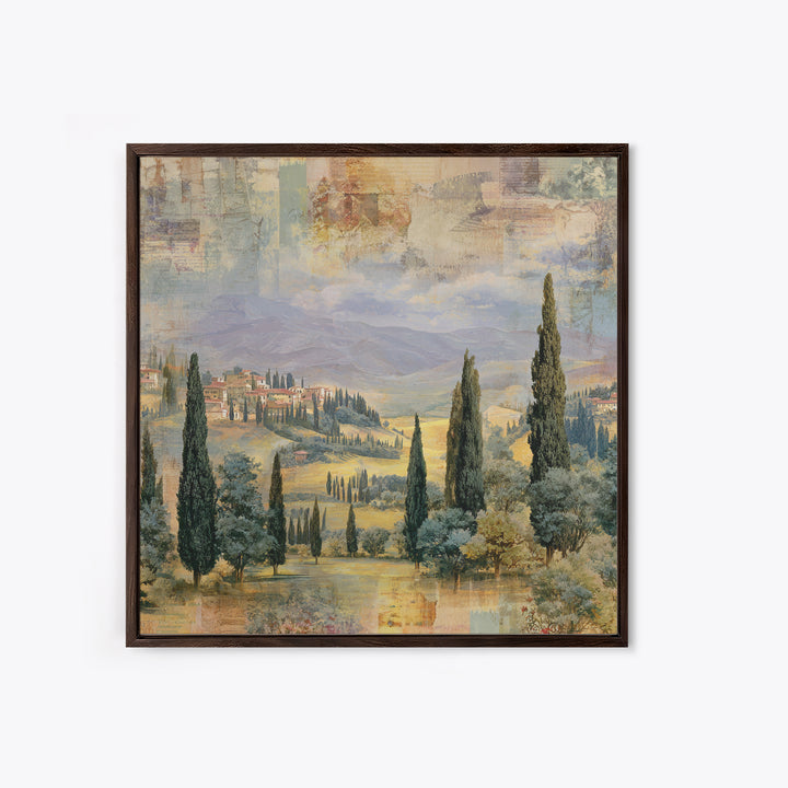 Country Lane Lined Canvas Print, French Country Art, Farmhouse Decor, Abstract Art, Country, Coastal Wall Art, FCA-1x1-23