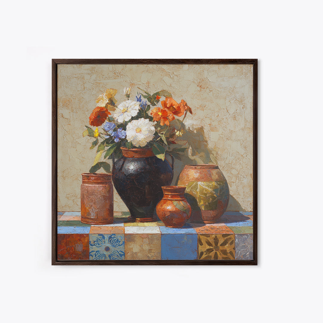 Antique Copper Pot and Flowers Still Life Canvas Print, French Country Art, French Country Decor, Farmhouse Decor, Country, FCA-1x1-24