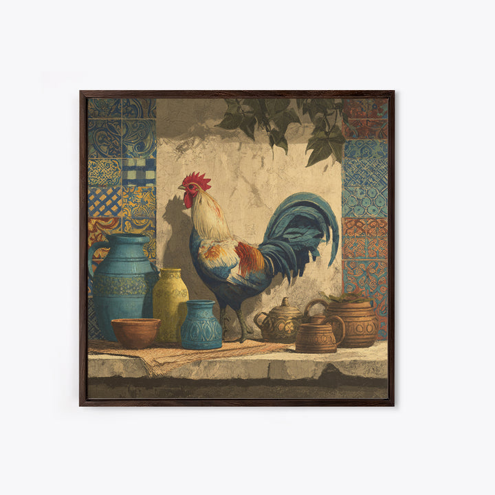 Rooster Portrait in Rustic French Palette Canvas Print, French Country Art, Botanical Prints, Farmhouse Decor, Country, FCA-1x1-26