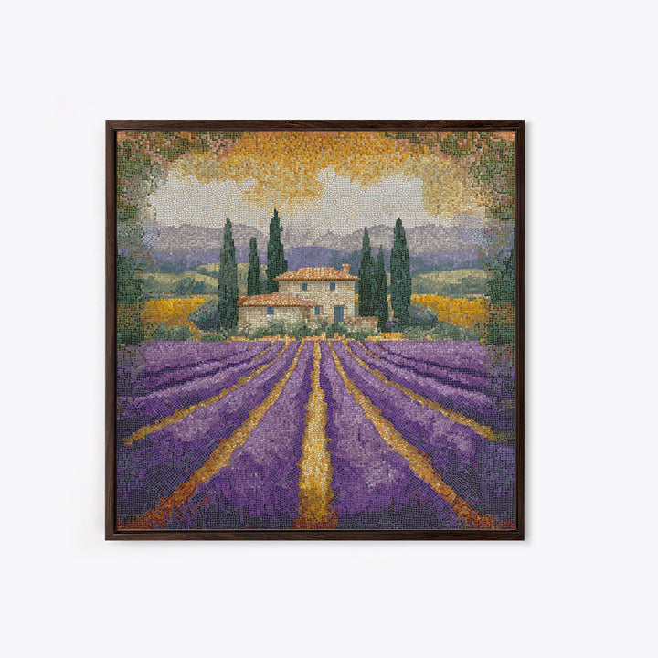 Lavender Field with Distant Stone Farmhouse Canvas Print, French Country Art, Landscape Painting, Farmhouse Decor, Country, FCA-1x1-49