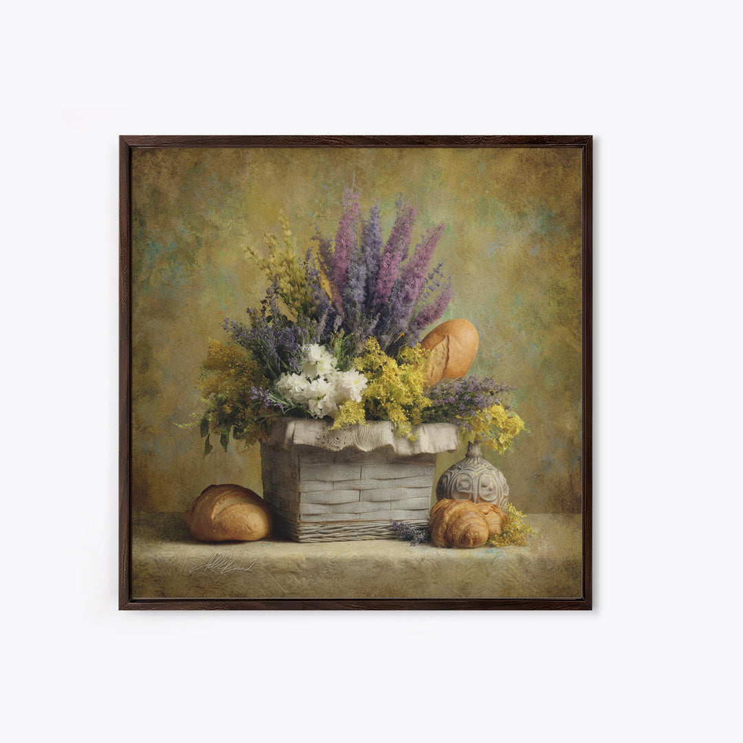 French Market Basket Canvas Print, French Country Art, French Country, Farmhouse Decor, Fine Art, Country, Statement Artwork, FCA-1x1-55