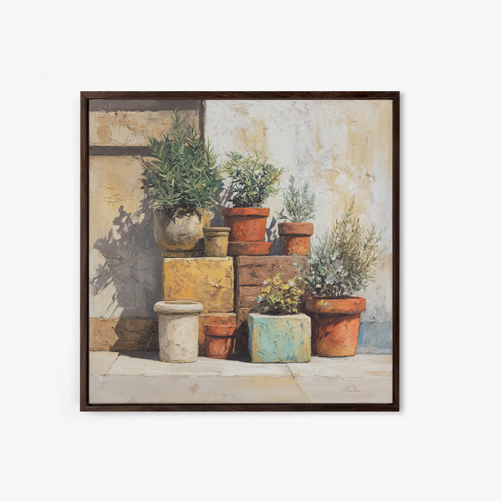 Terra Cotta Pots Canvas Print, French Country Art, Farmhouse Wall Art, Farmhouse Decor, Fine Art, Country, Boho Decor, FCA-1x1-59
