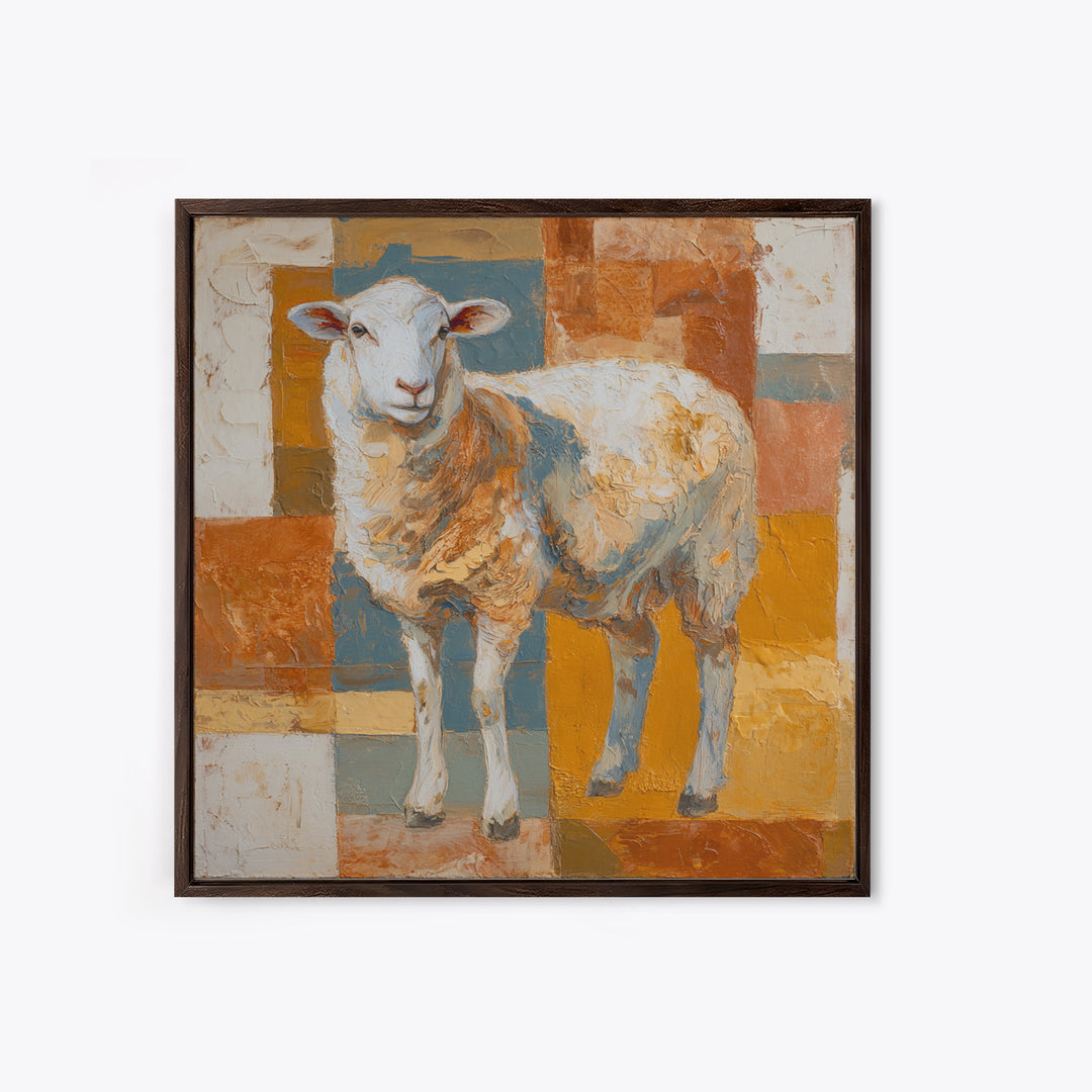 Pastoral Sheep in Rolling Countryside Framed Canvas Print, French Country Art, Floral Wall Art, Farmhouse Decor, Country, FCA-1x1-62