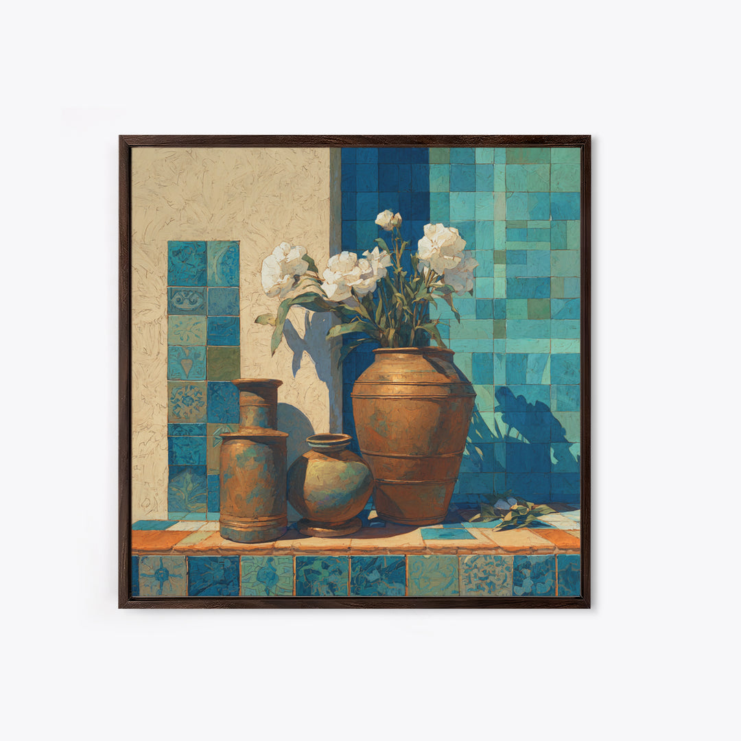 Antique Copper Pot and Flowers Still Life Canvas Print, French Country Art, French Country Decor, Farmhouse Decor, Country, FCA-1x1-72