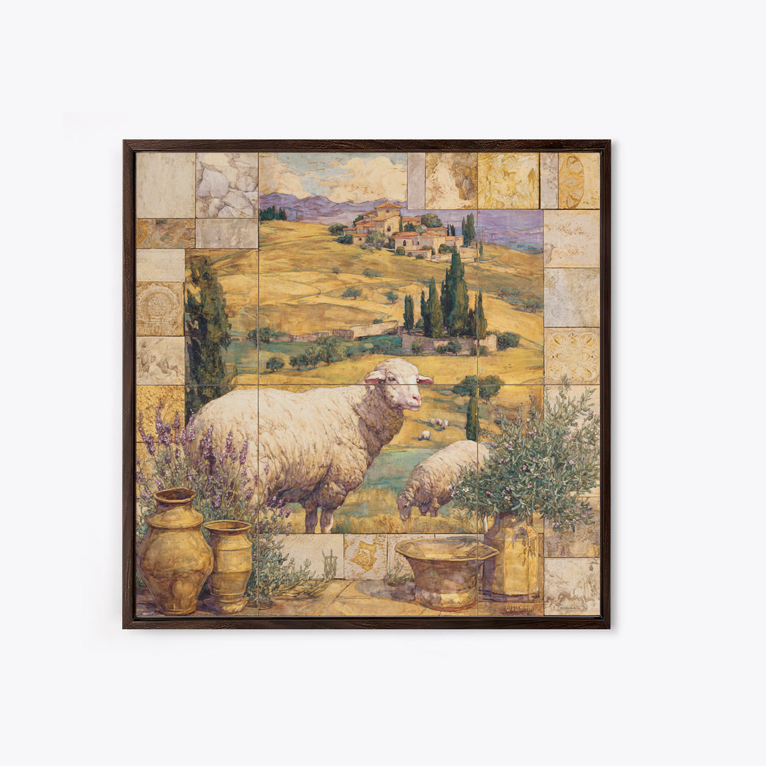 Pastoral Sheep in Rolling Countryside Canvas Print, French Country Art, Farmhouse Wall Art, Farmhouse Decor, Fine Art, Country, FCA-1x1-86