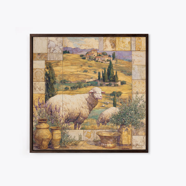 Pastoral Sheep in Rolling Countryside Canvas Print, French Country Art, Farmhouse Wall Art, Farmhouse Decor, Fine Art, Country, FCA-1x1-86