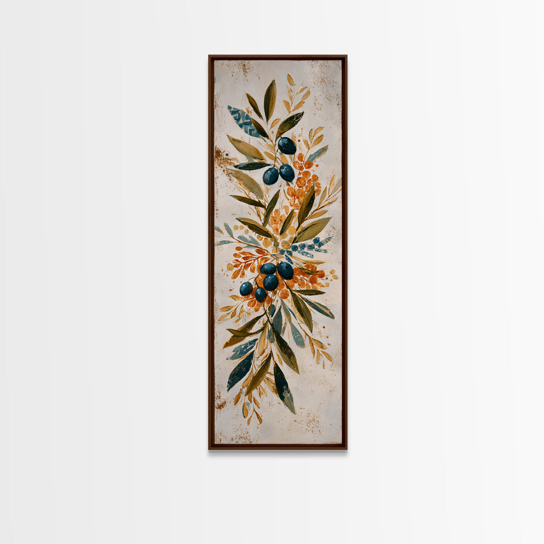 Olive Branch Wreath on Cream Ground Canvas Print, French Country Art, Printable Art, Farmhouse Decor, Watercolor Art, Country, FCA-1x3-10