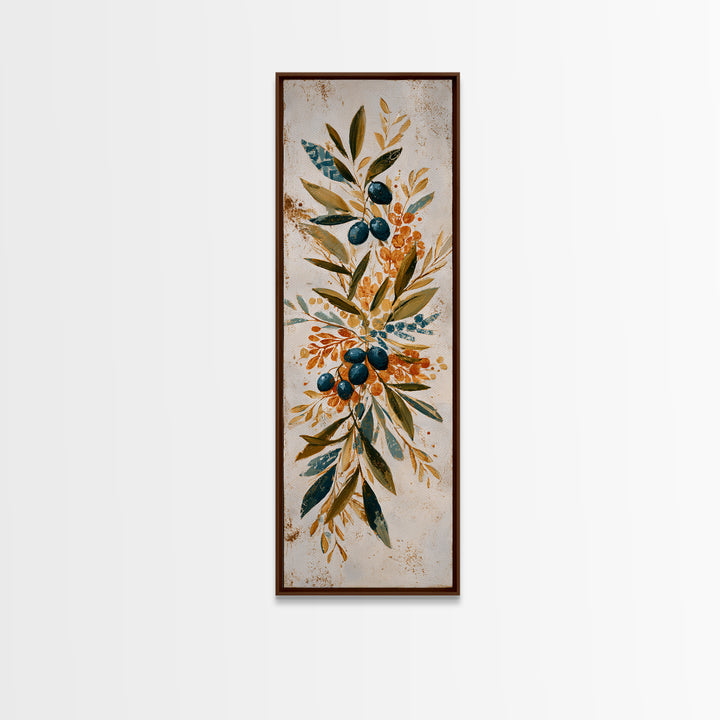 Olive Branch Wreath on Cream Ground Canvas Print, French Country Art, Printable Art, Farmhouse Decor, Watercolor Art, Country, FCA-1x3-10