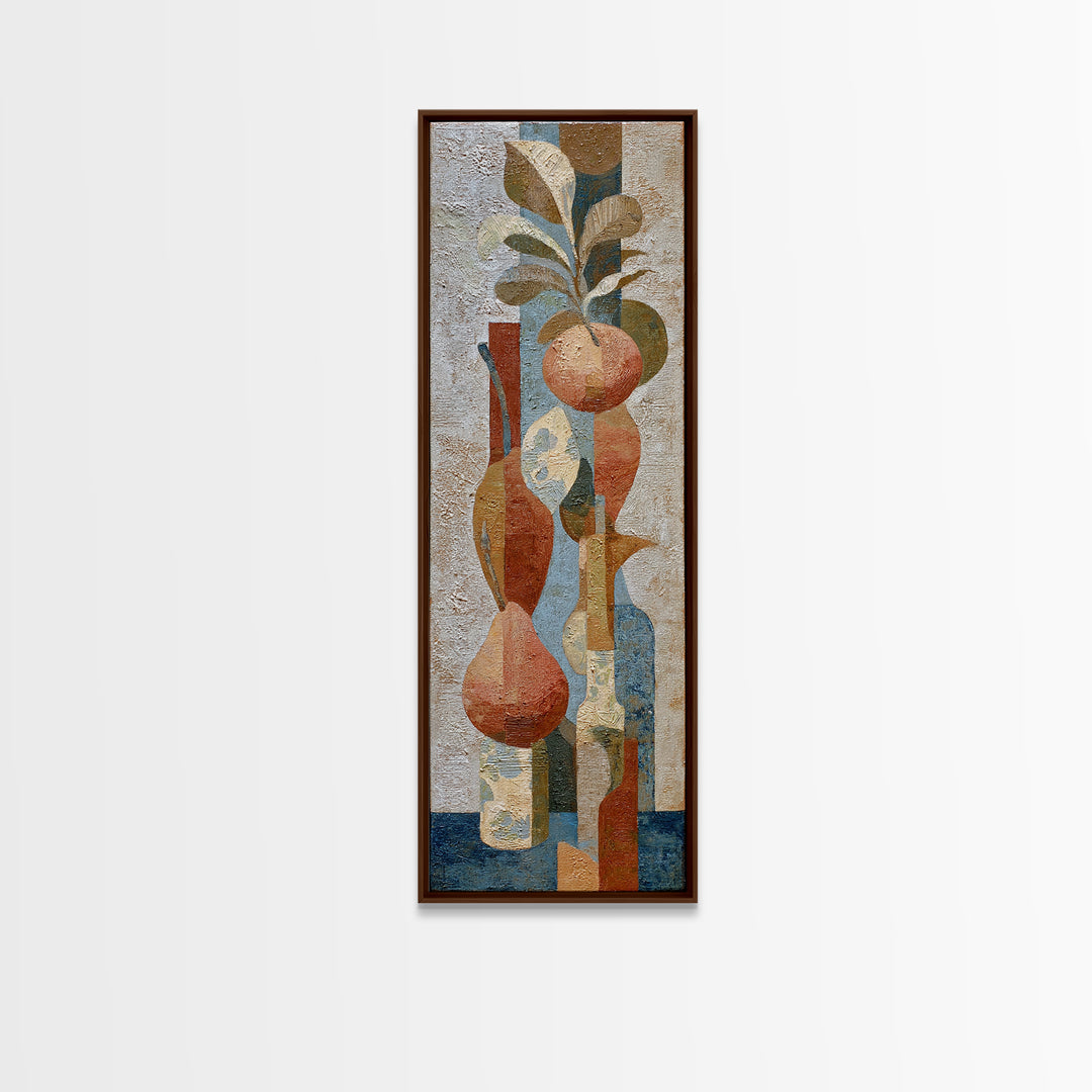 Pear Still Life on Linen Tablecloth Canvas Print, French Country Art, Landscape Painting, Farmhouse Decor, Abstract Art, FCA-1x3-16