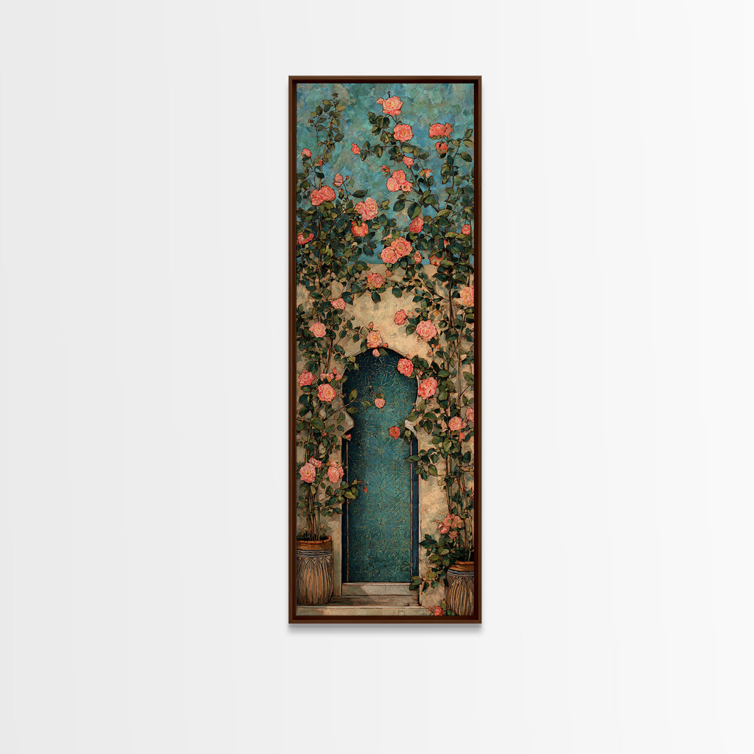 Rustic Door Covered Framed Canvas Print, French Country Art, Floral Wall Art, Farmhouse Decor, Fine Art, Country, Gallery Decor, FCA-1x3-29