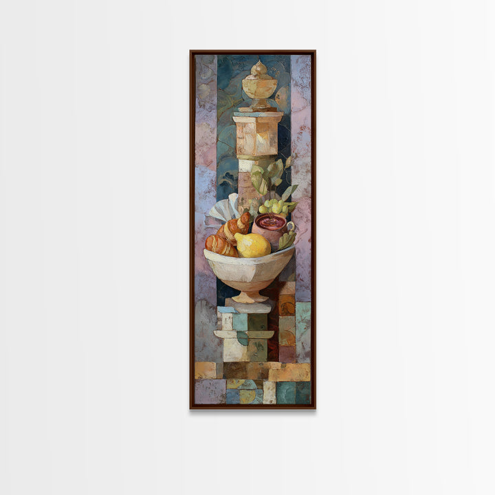 Caf Au Lait Bowl Framed Canvas Print, French Country Art, Digital Art Prints, Farmhouse Decor, Fine Art, Country, Home Decor, FCA-1x3-46