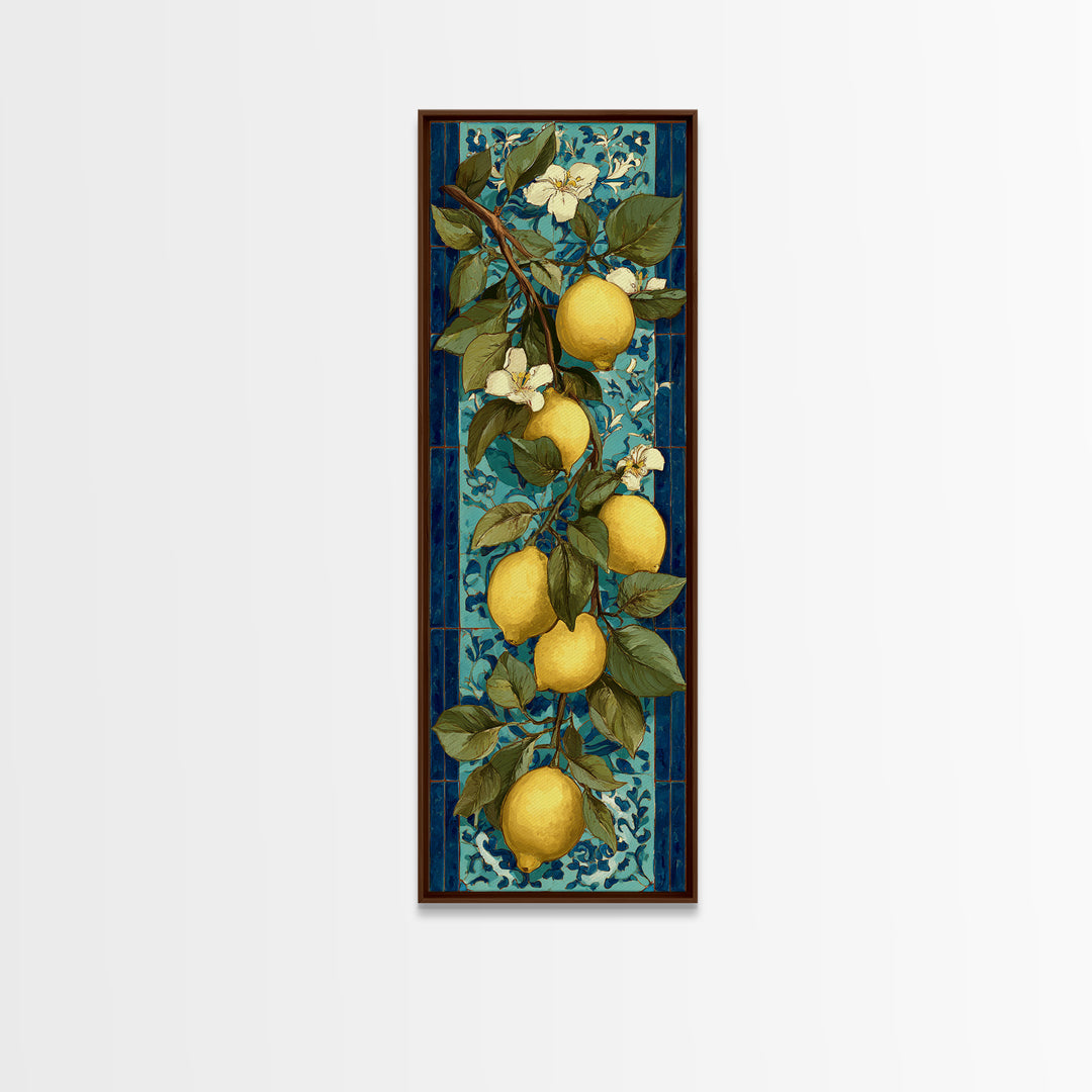 Aged Botanical Plate of Lemons and Leaves Canvas Print, French Country Art, Digital Download Art, Farmhouse Decor, Country, FCA-1x3-48