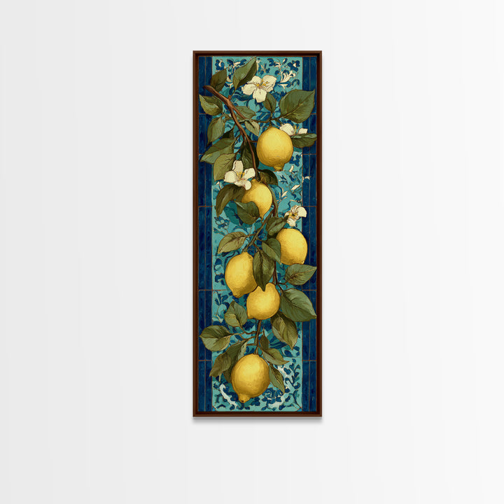 Aged Botanical Plate of Lemons and Leaves Canvas Print, French Country Art, Digital Download Art, Farmhouse Decor, Country, FCA-1x3-48