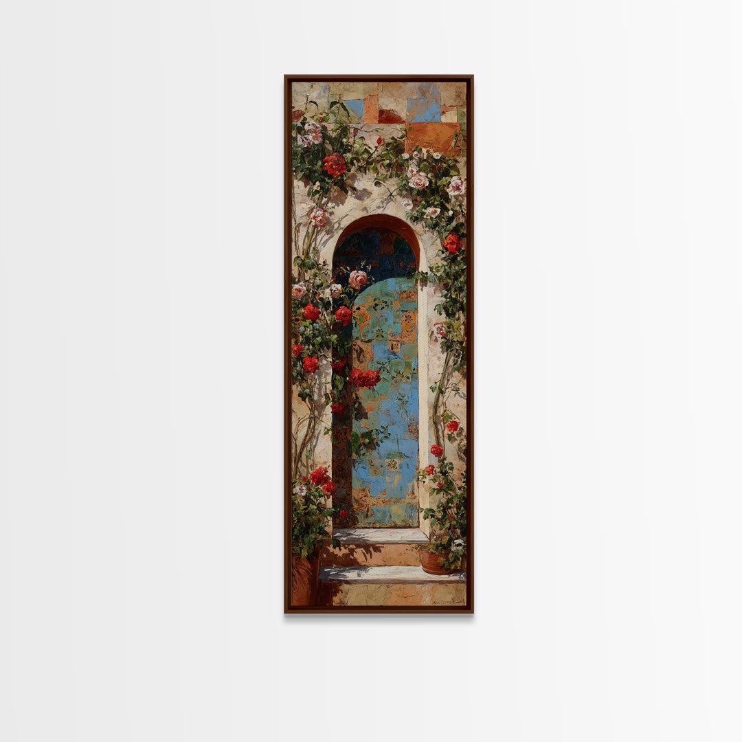 Rustic Door Covered Framed Canvas Print, French Country Art, Floral Wall Art, Farmhouse Decor, Fine Art, Country, Gallery Decor, FCA-1x3-53
