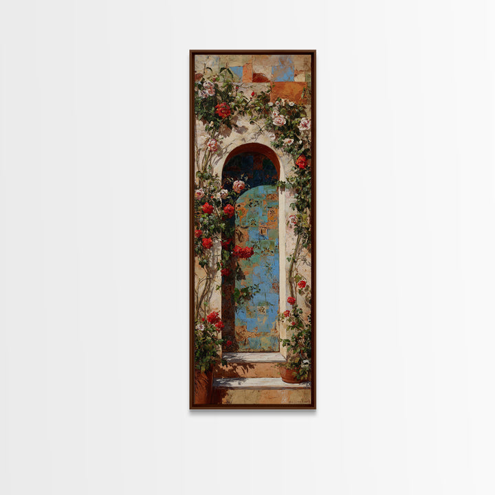 Rustic Door Covered Framed Canvas Print, French Country Art, Floral Wall Art, Farmhouse Decor, Fine Art, Country, Gallery Decor, FCA-1x3-53