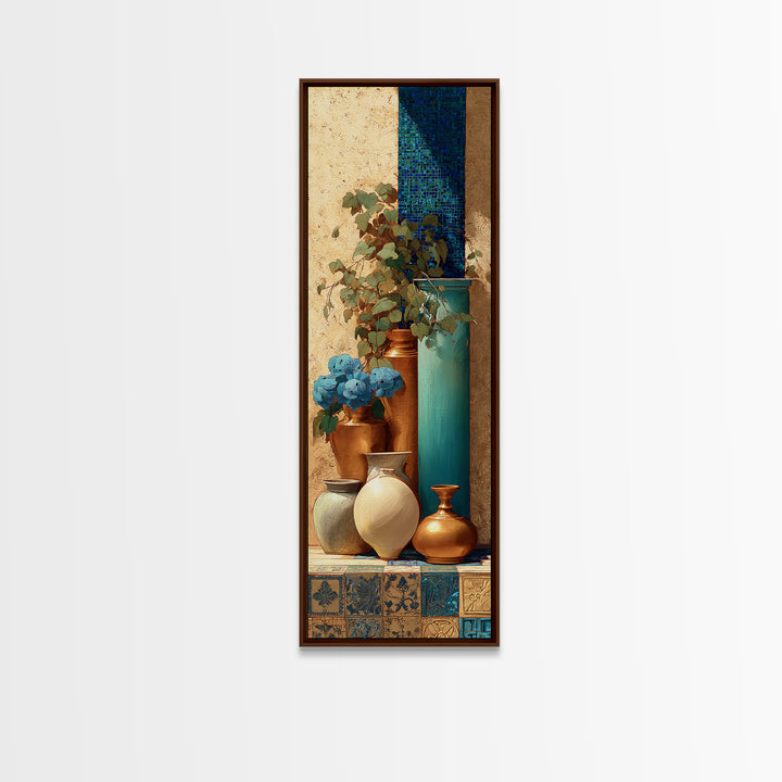Antique Copper Pot and Flowers Still Life Canvas Print, French Country Art, Gallery Decor, Farmhouse Decor, Fine Art, Country, FCA-1x3-60