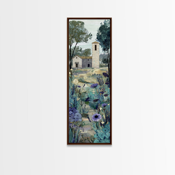Lavender Field with Distant Stone Farmhouse Canvas Print, French Country Art, Downloadable Art, Farmhouse Decor, Country, FCA-1x3-61