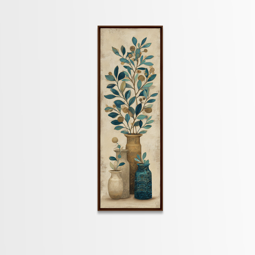 Olive Branch Wreath on Cream Ground Canvas Print, French Country Art, Landscape Painting, Farmhouse Decor, Fine Art, Country, FCA-1x3-82