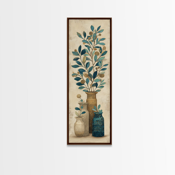 Olive Branch Wreath on Cream Ground Canvas Print, French Country Art, Landscape Painting, Farmhouse Decor, Fine Art, Country, FCA-1x3-82