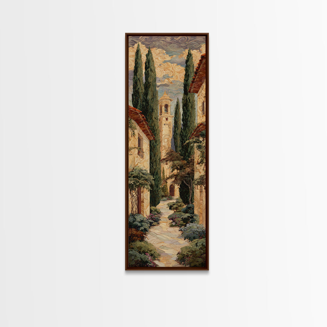 Country Lane Lined Framed Canvas Print, French Country Art, Textured Painting, Farmhouse Decor, Abstract Art, Country, FCA-1x3-83