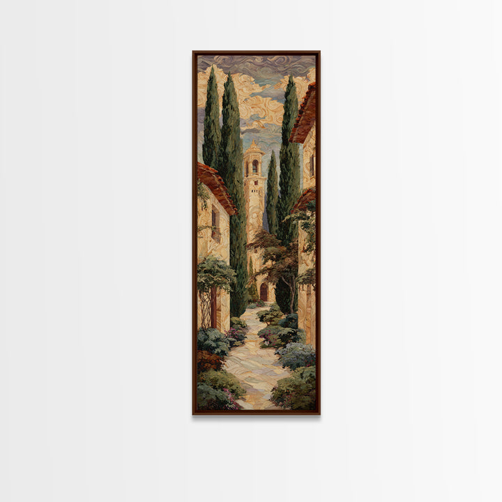 Country Lane Lined Framed Canvas Print, French Country Art, Textured Painting, Farmhouse Decor, Abstract Art, Country, FCA-1x3-83