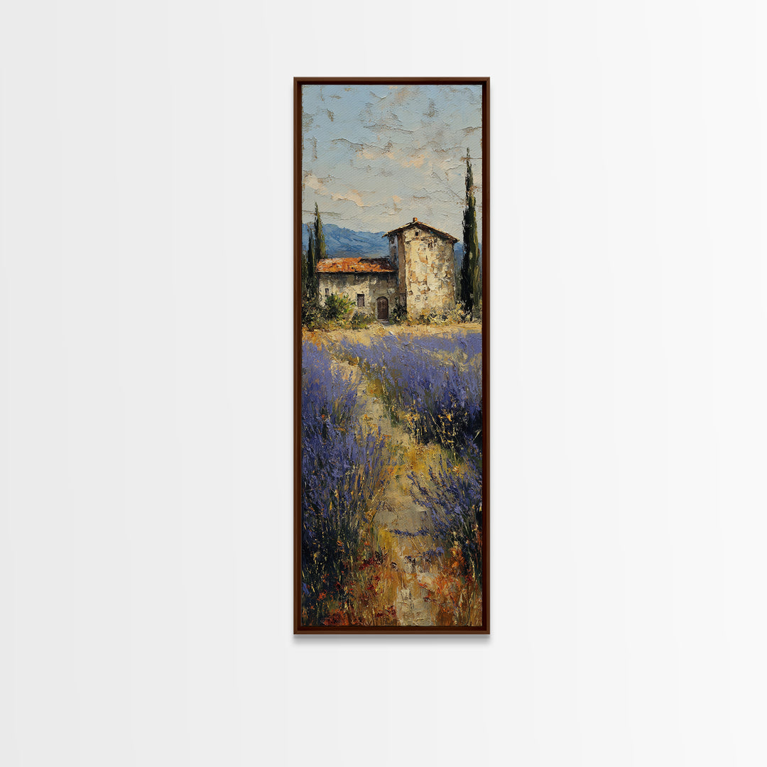Lavender Field with Distant Stone Farmhouse Canvas Print, French Country Art, Wall Decor, Farmhouse Decor, Fine Art, Country, FCA-1x3-85