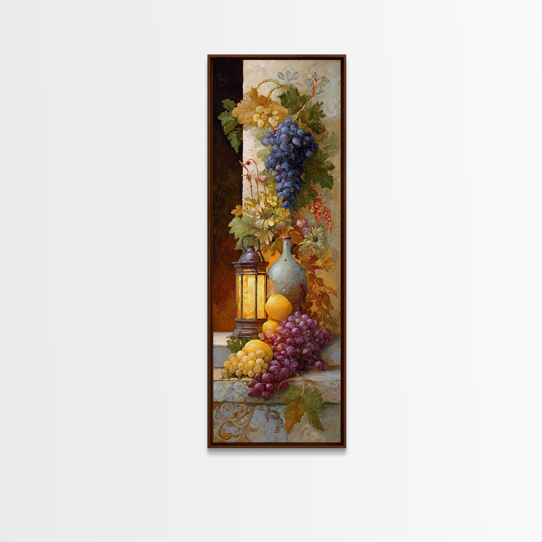 Grapes and Wine Still Life Canvas Print, French Country Art, Digital Download Art, Farmhouse Decor, Fine Art, Country, FCA-1x3-93