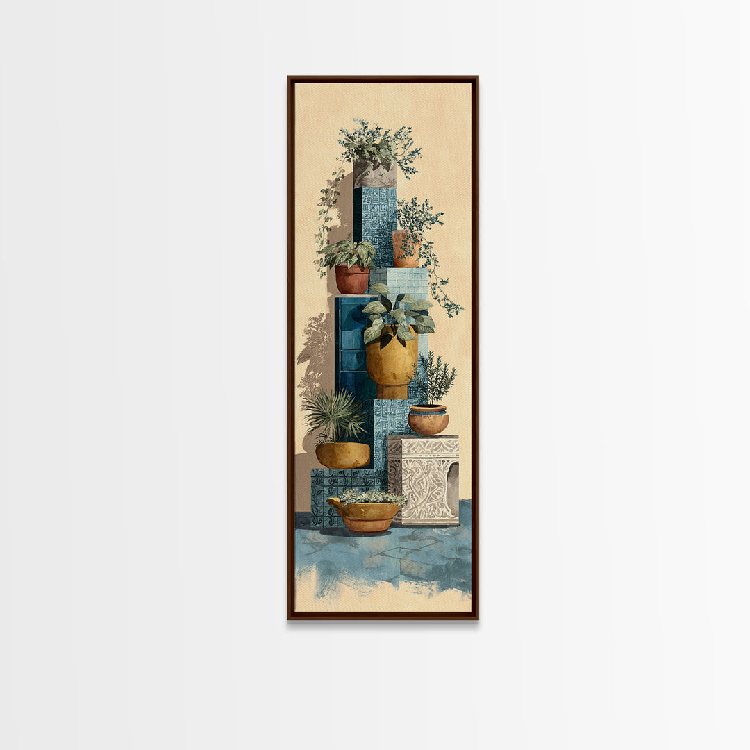 Terra Cotta Pots Canvas Print, French Country Art, Original Painting, Farmhouse Decor, Fine Art, Country, Coastal Wall Art, FCA-1x3-95