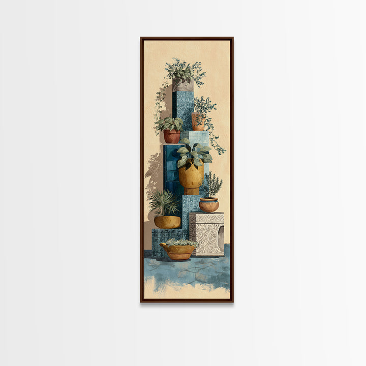 Terra Cotta Pots Canvas Print, French Country Art, Original Painting, Farmhouse Decor, Fine Art, Country, Coastal Wall Art, FCA-1x3-95