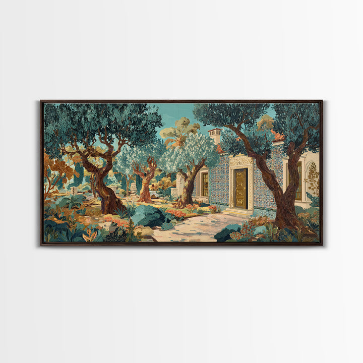 Sunlit Provence Olive Grove Framed Canvas Print, French Country Art, Neutral Decor, Farmhouse Decor, Fine Art, Country, FCA-2x1-1