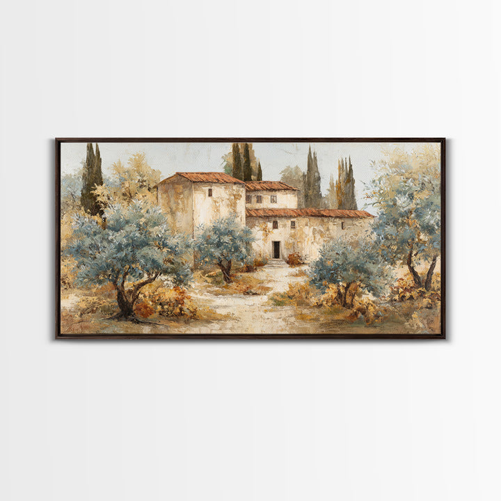 Sunlit Provence Olive Grove Framed Canvas Print, French Country Art, Neutral Decor, Farmhouse Decor, Fine Art, Country, FCA-2x1-25