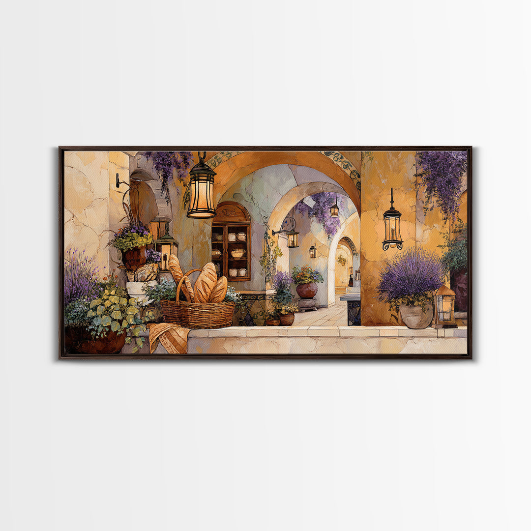 French Market Basket Framed Canvas Print, French Country Art, Above Bed Art, Farmhouse Decor, Fine Art, Country, FCA-2x1-27