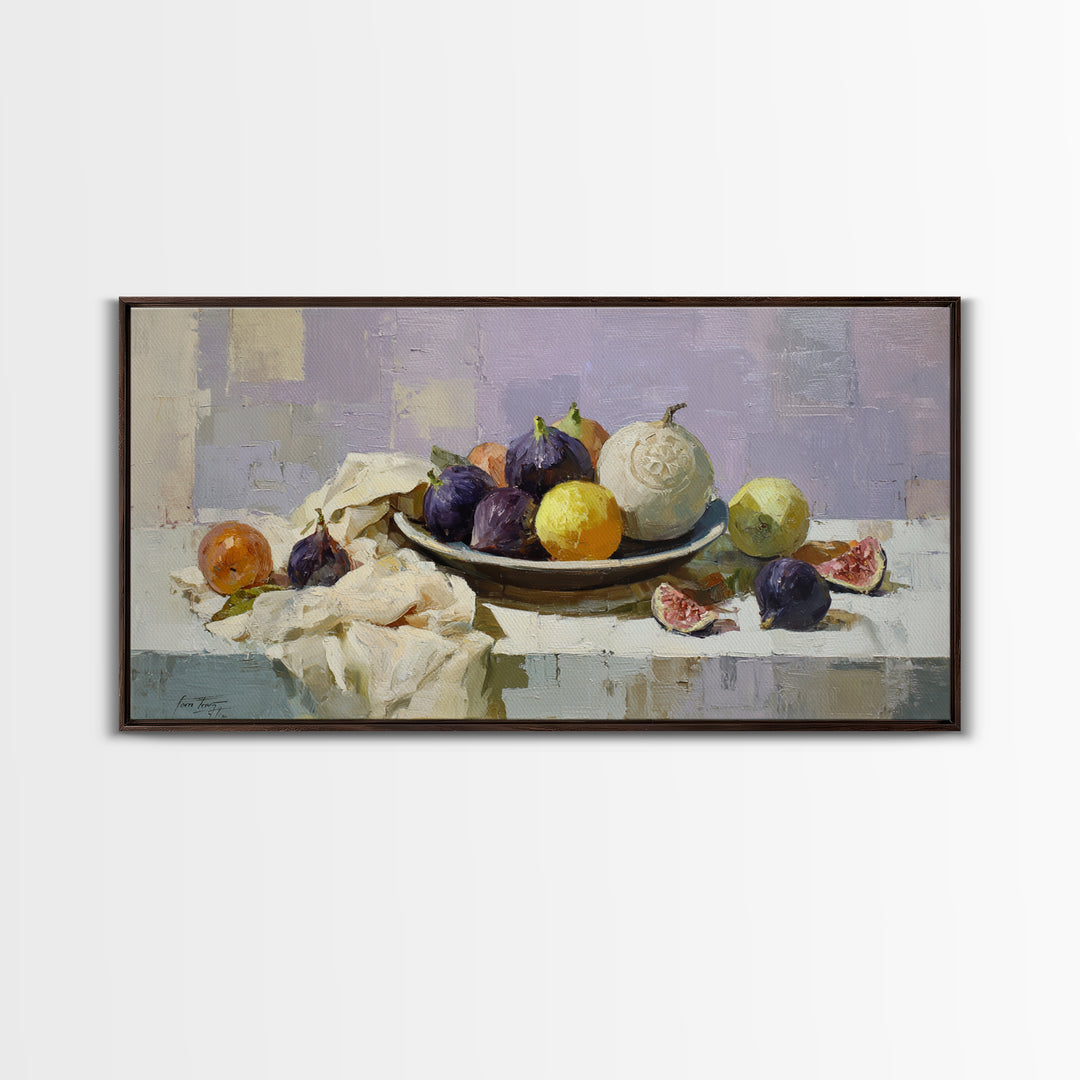 Figs on Ceramic Plate Canvas Print, French Country Art, Minimalist Decor, Farmhouse Decor, Abstract Art, Country, FCA-2x1-36