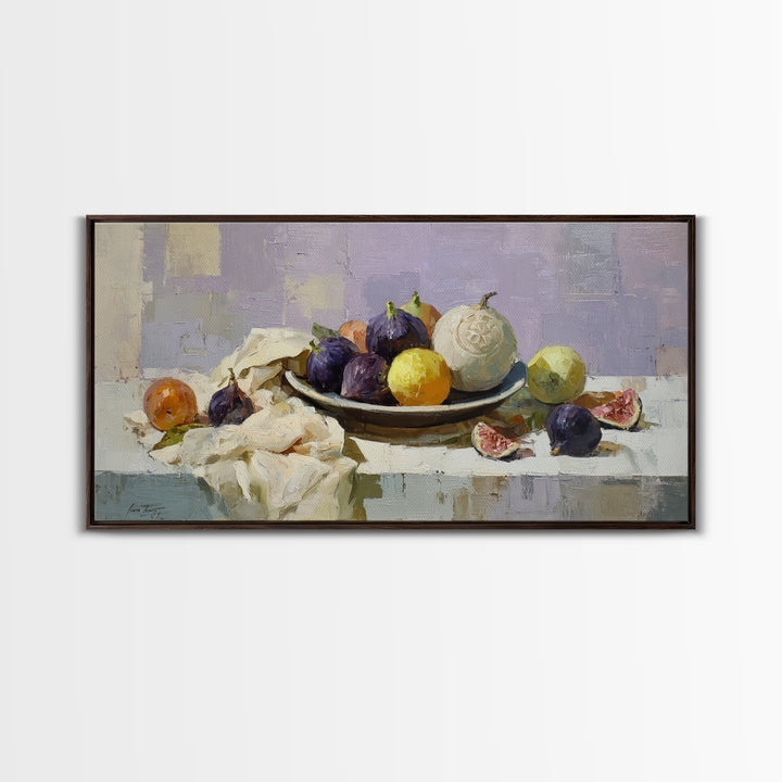 Figs on Ceramic Plate Canvas Print, French Country Art, Minimalist Decor, Farmhouse Decor, Abstract Art, Country, FCA-2x1-36